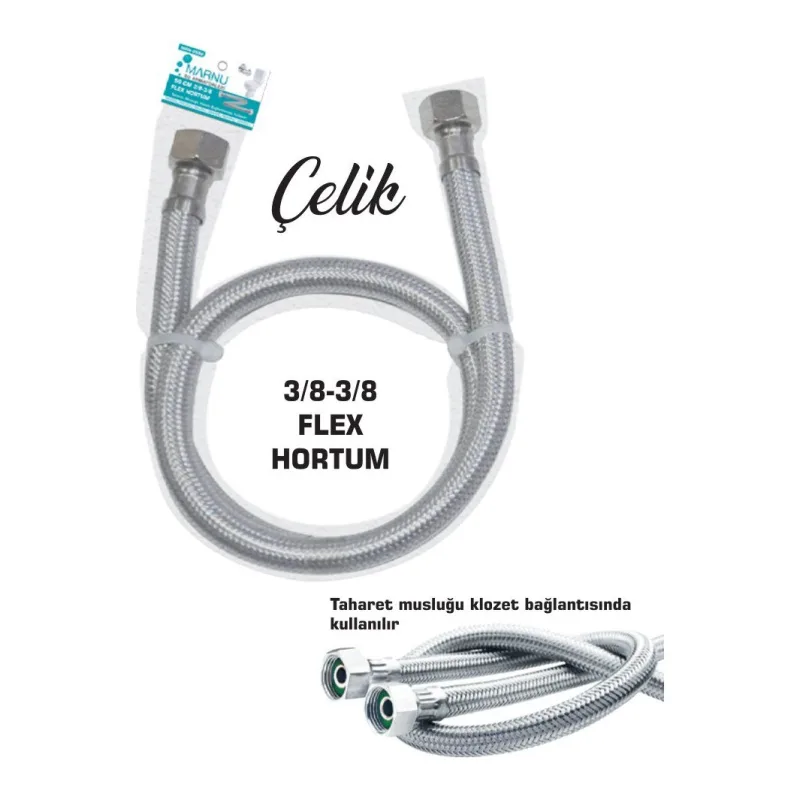 KNITEX 3/8 İnç Çelik Örgülü Flex Taharet Hortumu 50 cm