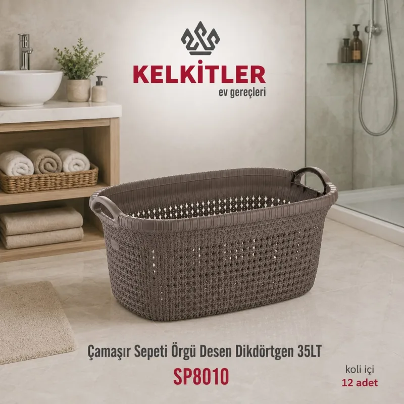 ÇAMAŞIR SEPETİ ÖRGÜ DESEN DİKDÖRTGEN 35LTX12