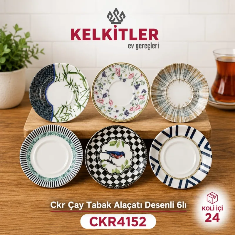 Cooker Alaçatı Desenli Porselen Çay Tabağı 6'lı