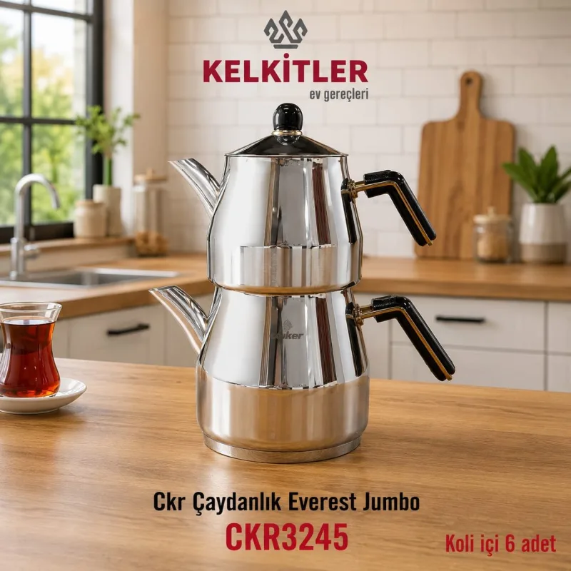 Cooker Everest Çaydanlık Siyah Jumbo Boy