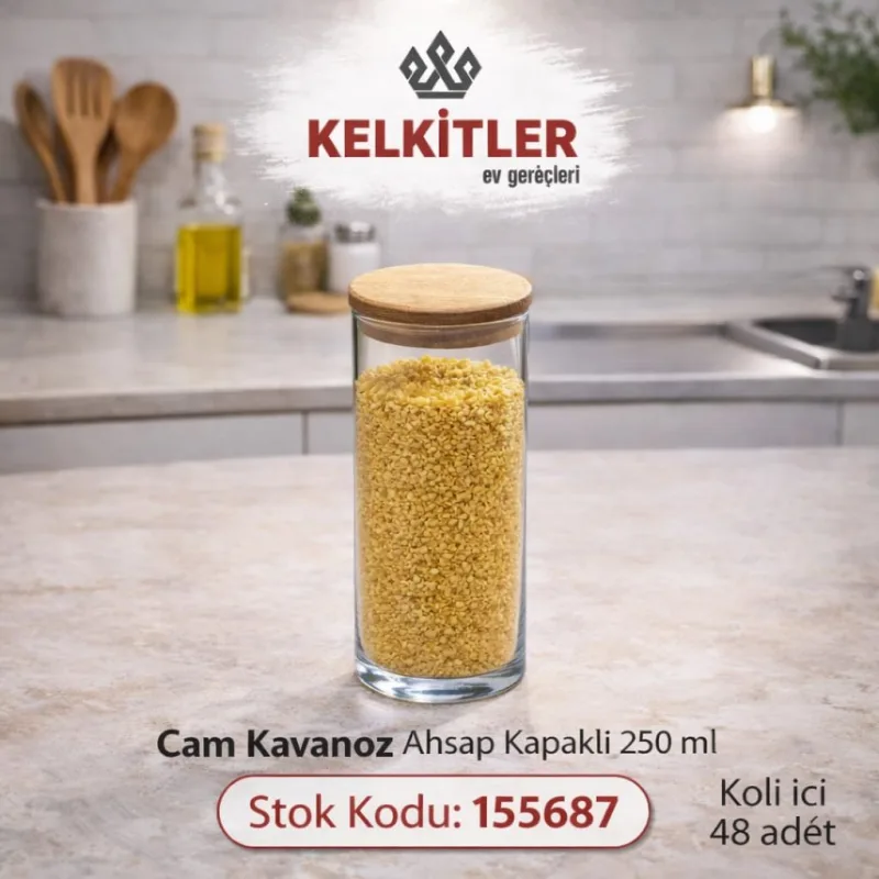 Buenos Ahşap Kapaklı Cam Kavanoz