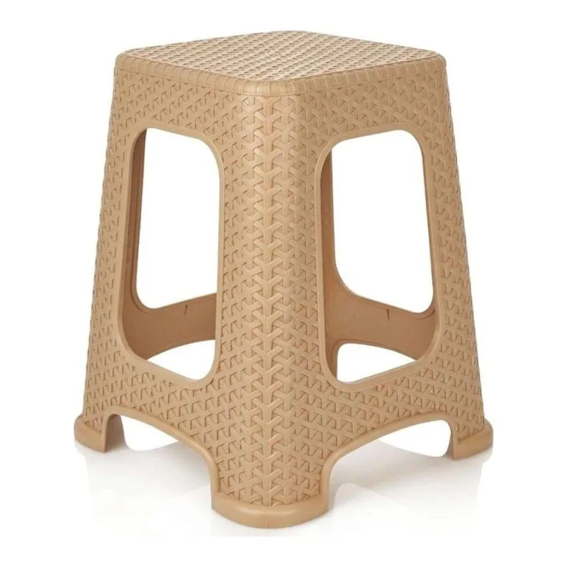 Özgen Plastik Büyük Rattan Görünümlü Tabure Latte 28x45 cm
