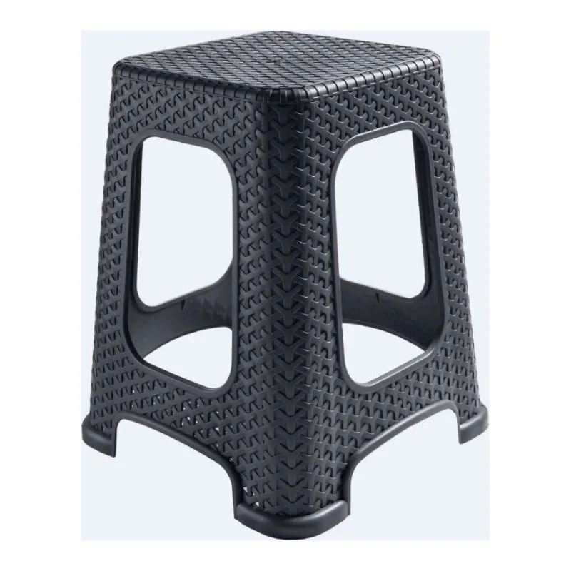 Özgen Plastik Büyük Rattan Tabure Siyah 28x45 cm