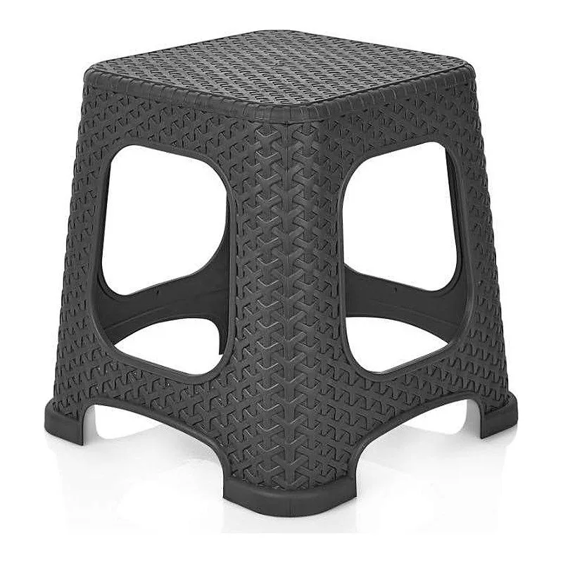 Özgen Plastik Küçük Rattan Tabure Gri 27x33 cm