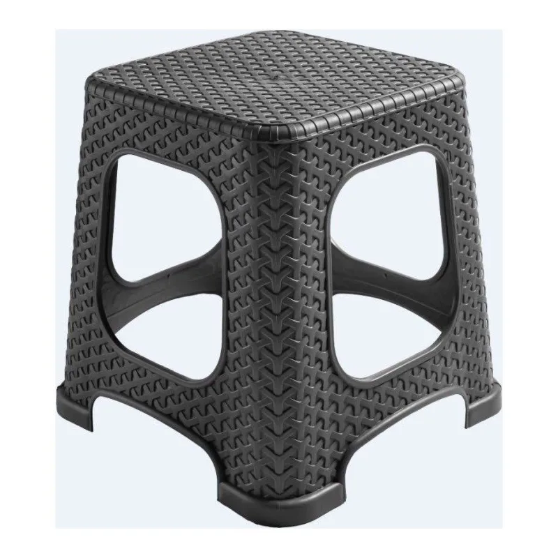 Özgen Plastik Küçük Rattan Tabure Siyah 27x33 cm