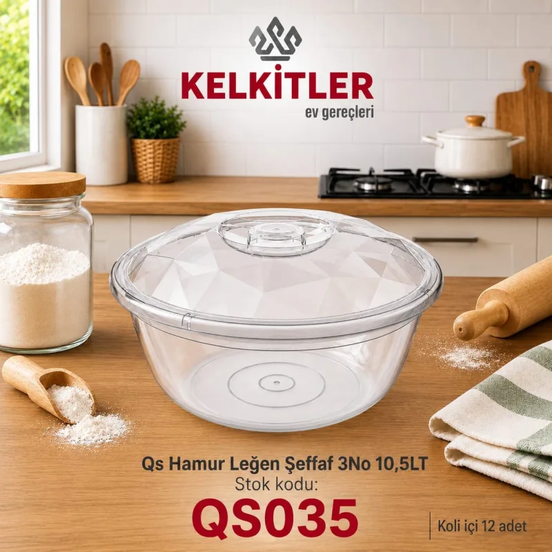 QS Prizma Hamur Leğeni Şeffaf 3 No 10,5 L