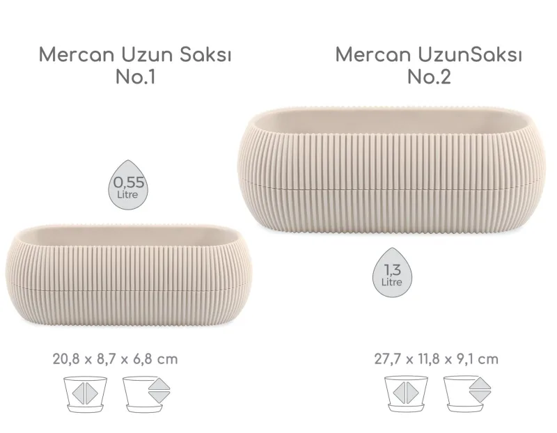 Mercan Uzun Saksı No:2 Kahve 27,7x11,8x9,1 cm